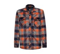 King Kerosin Langarmhemd Karo "Kk" KKI45068 Navy & Orange-3XL