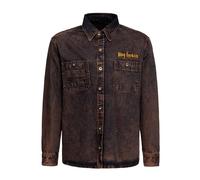 King Kerosin Herren Workwear Hemd Worker Hemd Langarmhemd Biker Tint Wash Vintage Look Rost 50S Rock'n'roll Rockabilly Motorrad Split The Road