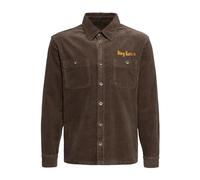 King Kerosin Herren Workwear Hemd Worker Hemd Langarmhemd Cordhemd Cord Biker 50S Rock'n'roll Rockabilly Motorrad Elastan Baumwolle Split The Road