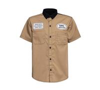 King Kerosin Herren Workwear Hemd Worker Hemd Vintage Retro Patches Baumwolle Elastan Regular Fit Comic Artwork 50S Rockabilly Rock'n'roll All You Need is Beer