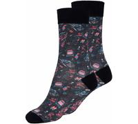 King Kerosin Rockabilly Devil Socken, schwarz-rot, Größe 43 46 für Männer