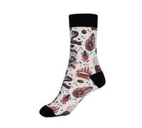 King Kerosin Socken Rock'n'Roll im Tattoo-Design in weiß-schwarz 39-42