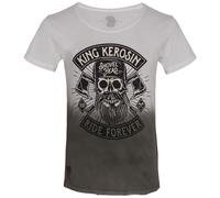 King Kerosin T-Shirt Lumberjack Dip Dye White Olive-XXL