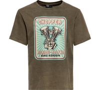 King Kerosin T-Shirt Oilwashed "Chopper" KKU41065 Deep Green-M