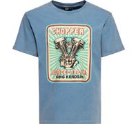 King Kerosin T-Shirt Oilwashed "Chopper" KKU41065 Sky Blue-S