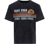 King Kerosin T-Shirt Oilwashed "Ride Free" KKU41063 Black-S