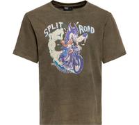 King Kerosin T-Shirt Oilwashed "Split Road" KKU41064 Deep Green-3XL