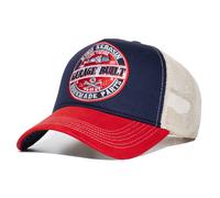 King Kerosin Trucker Cap „Garage Built“ - Navy/Rot/Beige - Snapback