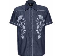 King Kerosin Western Shirt Kurzarmhemd blau in L