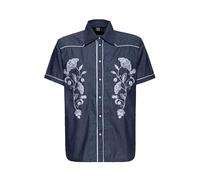 King Kerosin Western Shirt Kurzarmhemd blau in L