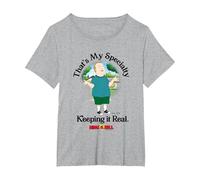 King of The Hill Bobby That's My Specialty Keeping It Real T-Shirt, Damen Große Größen, Grau Meliert, 4X