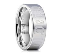 King Will Till Death Herren-Ehering aus Edelstahl Silber, 8mm Silberner 316L Edelstahl-Ehering für Herren Damen Poliert Korrosionsbeständig Till Death Ring Bequeme Passform 62.2 (19.8)