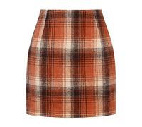 Kinghua Damen-Bleistiftrock aus Wolle, kariert, für Herbst und Winter, hohe Taille, figurbetont, Bleistiftrock, Orange/Abendrot im Zickzackmuster (Sunset Chevron), Groß