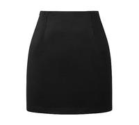 Kinghua Damen Minirock aus Wolle, kariert, für Herbst und Winter, hohe Taille, Figurbetonter Bleistiftrock, Pure Black, XX-Large