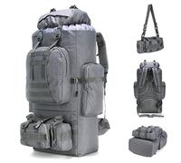 King'sGuard 100L Camping Wanderrucksack Molle Rucksack Militärischer Campingrucksack Daypack, GRAU, Large