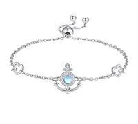 KINGWHYTE Anker Armkette Damen 925 Sterling Silber Nautisches Seemann Mondstein Anker Spirit Armband Schmuck Geschenk für die Beste Freundin der Frau