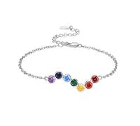 KINGWHYTE Chakra-Armband 925 Sterling Silber 7 Chakra Heilung Armbänder Regenbogen Multicolor Link Armband Geburtstag Schmuck Yoga Geschenke für Mama Frauen Mädchen