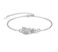 KINGWHYTE Engelsflügel Armband für Frauen 925 Sterling Silber Schutzengel Flügel Armband Einstellbare Schutzengel Armkette Flügel Geschenke Engel Lady Schmuck