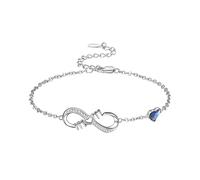KINGWHYTE Infinity Armband Damen 925 Silber Unendlichkeit Herz Armbänder Verstellbar Herz Kristallen Armkette Geburtstags Weihnachten Schmuck Geschenk für Sie Frauen Freundin mama