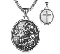 KINGWHYTE Jesus Christ Rundmedaillon Anhänger Halskette Christlich Katholischer Schmuck Religiöses Geschenk für Männer Frauen