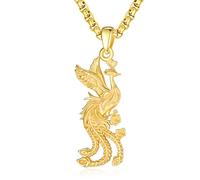 KINGWHYTE Phoenix Rising Halskette Womens 925 Sterling Silber Phoenix Vogel Anhänger 24K vergoldet Nirvana Phoenix Halskette neue Anfänge inspirierende Geschenke für Frauen Damen