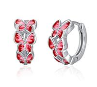 KINGWHYTE Schmetterling-Creolen für Damen 925er Sterlingsilber Kleine Schmetterlingsohrringe Hypoallergener Schmuck Geburtstagsgeschenke für Frauen Mädchen Kleine Prinzessin (Rosa)