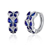 KINGWHYTE Schmetterling-Creolen für Damen 925er Sterlingsilber Kleine Schmetterlingsohrringe Hypoallergener Schmuck Geburtstagsgeschenke für Frauen Mädchen Kleine Prinzessin (Blau)