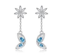 KINGWHYTE Schmetterling Ohrringe 925 Sterling Silber Gänseblümchen Ohrstecker Blau CZ Tropfen Ohrringe Schmetterling Schmuck Gänseblümchen Geschenke für Frauen Teenager Mädchen