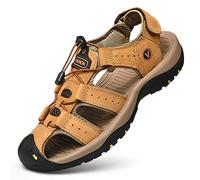 KINHA Herren Leder Sandalen Sommer Klassische Herren Outdoor Sandalen Weich Bequem Strand Sandalen Hausschuhe Herren Schuhe Große Größe 38-47