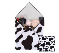 Kinhwa Selbstklebende Stoff Kosmetiktasche，Multifunktions Aufbewahrungstasche， Reise Kosmetiktasche ， Make Up Tasche Damen，Tragbares Makeup Aufbewahrungstuch(Kuh-Muster)