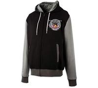 Kini Red Bull Crest Hoodie - Sportliche Kapuzenjacke mit Zipper, Herren, Sweatshirt-Jacke mit kleinem Print, Langarm, Freizeit, Baumwolle - Black/Grey (Gr.M)