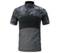 KINROCO Taktisch T-Shirt Herren Kurzarm Combat Shirt Hemd Kampfsport Paintball Military Hemd Camouflage Shirt Sommer(Size:L,Color:Schwarzer Python)