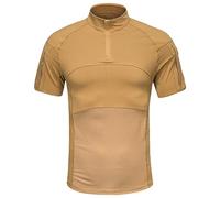 KINROCO Taktisch T-Shirt Herren Kurzarm Combat Shirt Hemd Kampfsport Paintball Military Hemd Camouflage Shirt Sommer(Size:S,Color:Khaki)