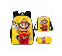 KINZON 3Pcs Cartoon Super Mario Student Schoolbag Backpacks Shoulder Bags Pencil Case 04