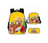 KINZON 3Pcs Cartoon Super Mario Student Schoolbag Backpacks Shoulder Bags Pencil Case 05
