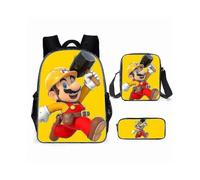 KINZON 3pcs Cartoon Super Mario Student Schoolbag Backpacks Shoulder Bags Pencil Case Pyl104