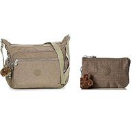 Kipling Damen Gabbie Umhängetasche Beige (True Beige) + Damen Creativity S Münzbörse, Braun (True Beige), 14.5x9.5x5 cm