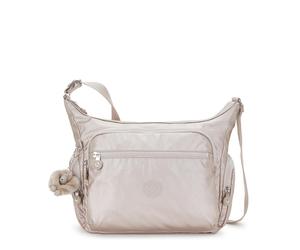 Kipling GABBIE M, Mittelgroße Umhängetasche, Metallic Glow (beige), Schultertasche mit Reißverschluss