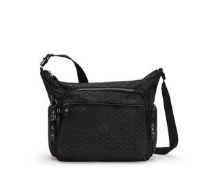 Kipling GABBIE M, Mittelgroße Umhängetasche, Signature Emb (schwarz), Schultertasche mit Reißverschluss