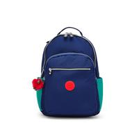 Kipling Seoul Laptop-Rucksack 27L, Passend für 15" Laptop, Wasserabweisendes Nylon, Leichter Reise-Schul-Tagesrucksack mit Organizer-Taschen, Bequeme Träger - Escape Blue Bl
