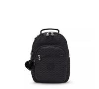 Kipling SEOUL S, kleiner Rucksack, Signature Emb (schwarz), Rucksack mit Tabletfach 11 Zoll