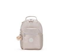 Kipling SEOUL S, Kleiner Schulrucksack mit 11-Zoll-Tabletfach, 14L, Metallic Glow (beige)