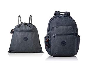 Kipling Supertaboo Schulrucksack, 45 cm, 15 Liter, Marine Navy + Seoul Rucksack, 44 cm, 27 Liter, Marine Navy