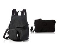 Kipling Womens Firefly UP Backpacks, Black Noir, 14x22x31 cm + Womens CREATIVITY S POUCHES/CASES, Black Noir, 4x14.5x9.5 cm