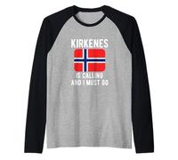 Kirkenes is Calling and I Must Go Norway Vintage Flagge Raglan