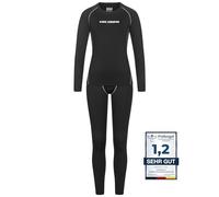 Kirkjubøur® Hafjall Damen Thermounterwäsche Set 2-TLG. Langarmshirt und Lange Unterhose, Enge Passform, Funktionsunterwäsche für kalte Tage (Schwarz, M)