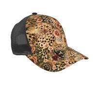 KIROJA Steam Lokomotive Train Baseball Cap Verstellbare Trucker Hat Mesh Baseball Cap Sonnenhut für Herren/Damen, gestreiftes Leopard, One size