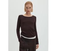 someday Damen Langarmshirt | KIROSA Soft Long Regular Basicshirt aus EcoVero™ Viskosemix Dark Espresso, 42