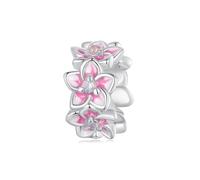 Kirsche Blume Stopper Perlen Charme 925 Sterling Silber Charme passt für Pandora Armband Halskette, SCC2818