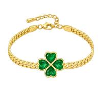 KIRZAX Kleeblatt-Armband für Damen, Titanstahl,Gold Glück Verstellbare für Freundin,Glücksbringer Geschenke für Frauen,Trendiger Schmuck, Geschenke für Frauen